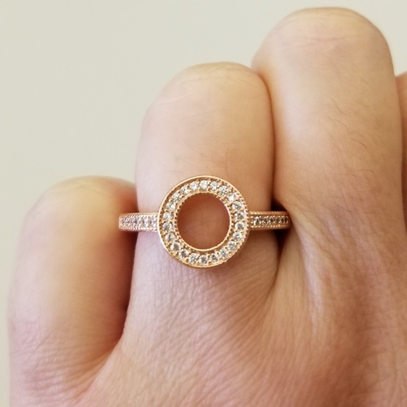 18k Plated Pave Circle Ring - Picture 7 of 8